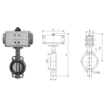 gray cast iron DN40-600 Pneumatic butterfly Valve